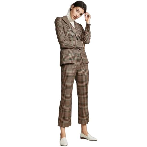 Veronica Beard Miller Wool Blend Prince Of Wales Blazer Suit Set Petrol - Picture 2 of 10